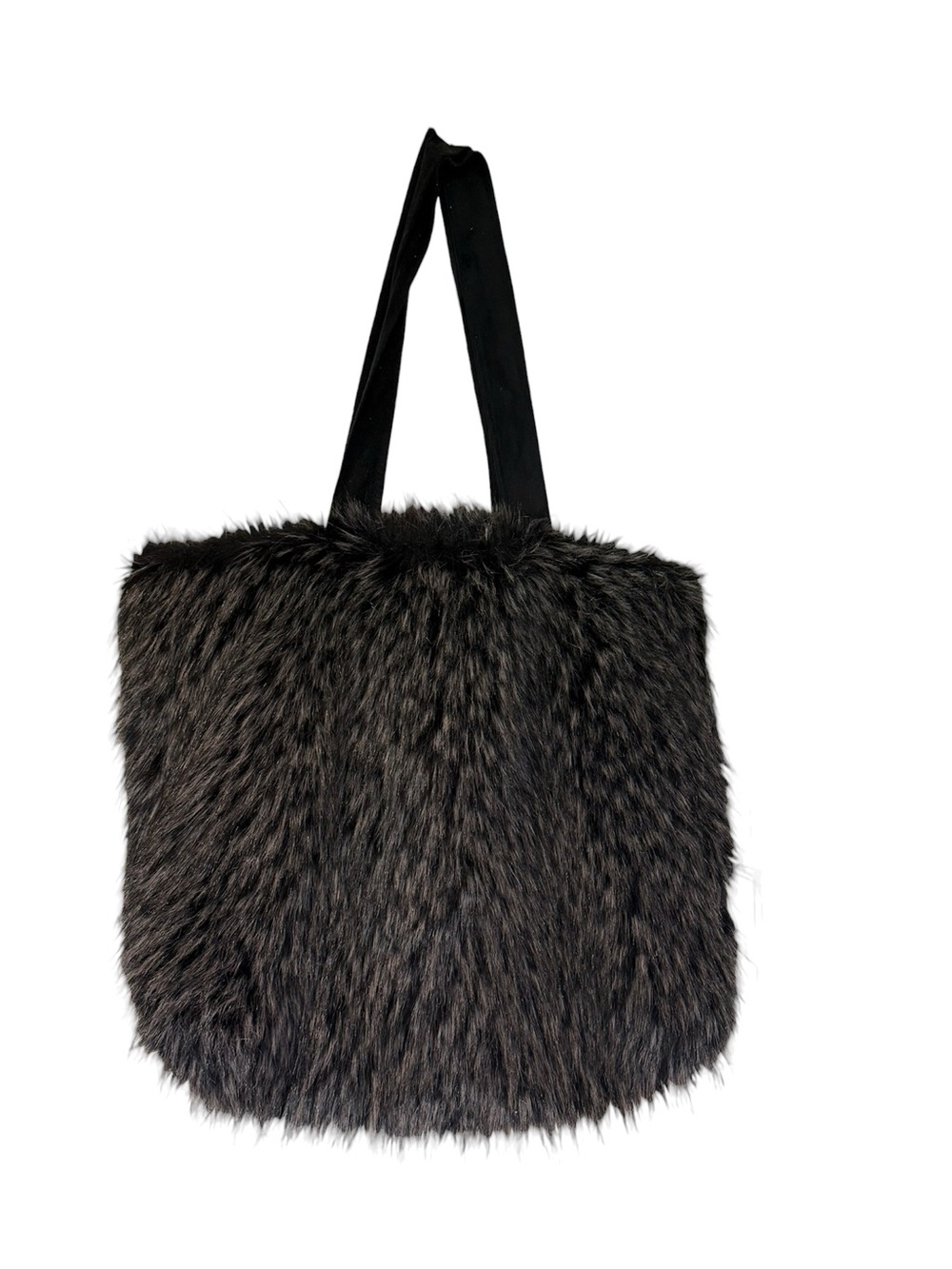 INC International Concepts Black Faux Fur Tote